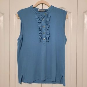 Tory Burch sleeveless blue button top